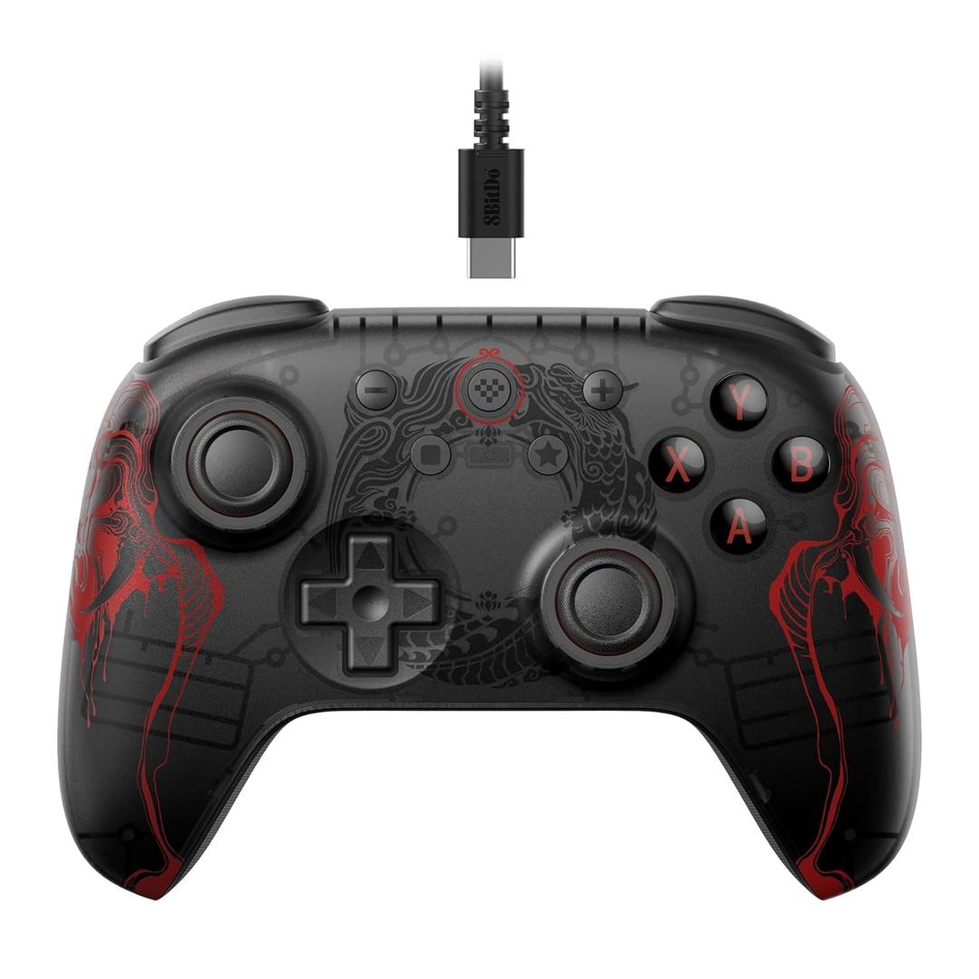 8BitDo Ultimate 2C Wired Controller for Windows PC and Android, with Hall Effect Joysticks and Hall Triggers, 1000Hz Polling Rate, and Remappable L4/R4 Bumpers - Black Myth: Wukong
