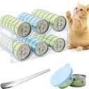Cat Can Storage Organizer for Pantry, High Clear Acrylic Dog Canned Food Storage Rack 2 Tier Stackable Shelf for Pet Cans Dispenser with Can Cover Lid and Spoon