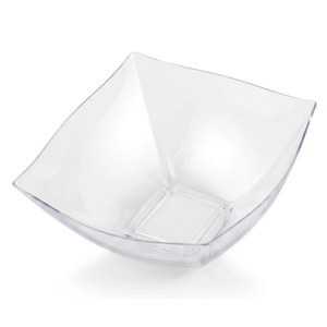 128 oz Clear Wave Square Bowls, 25 Packs