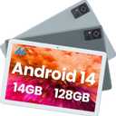 Qukenk 2025 New Android 14 Tablet 4G Cellular 14GB RAM(8+6 Virtual)+128GB ROM+1TB Expandable, 5G WiFi Tablets 10.1 Inch Incell HD Screen, 2 in 1 Tableta Octa-Core 7000mAh, Bluetooth 5.0/GPS/13MP+8MP
