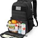 Jueachy Tactical Backpack with Lunch Box for Men: Laptop Compartment Bookbag with lunchbox for Work School Travel for Women Mens Black