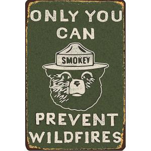 CCPARTON Vintage Metal Sign Smokey Bear Retro Metal Tin Sign Aluminum Sign for Home Coffee Wall Decor 8x12 Inch