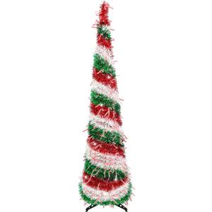 Artificial Christmas Tree, Holiday Decor, Pencil Christmas Trees Popup for Indoor Fireplace Corner Porch Apartment Office Carnival Mothers Day (Red and Green)