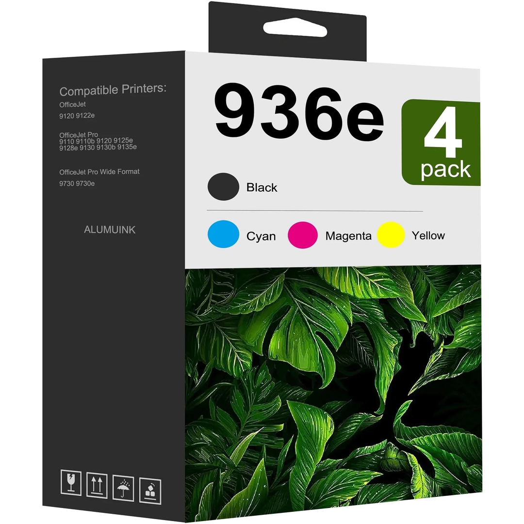 936e High Yields Ink Cartridges Combo Pack with Chip - Replacement for HP Ink 936 - Use for OfficeJet 9120e 9125e 9128e 9110b 9130b 9135e 9730e Printer - 4 Pack Black Cyan Magenta Yellow