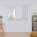 Deconovo Blackout Door Curtain  Thermal Insulated Privacy Curtain for French & Front Doors with Adjustable Tieback, Room Darkening, Energy Saving, Noise Reducing,Light Silver Grey,W36 x L40,1 Panel