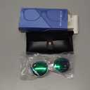 Classic Retro Round Polarized Sunglasses, TAC Mirror Lens Trendy Designer Style Shades for Women Men UV400 Protection, Transparent Frame/Green Lens