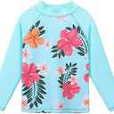 Girls Piece Swimsuit Long Sleeve Floral Bathing Suit UPF 50+ Summer Beach Swimwear Size 8 Ans