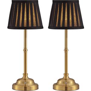KDG Cordless LED Table Lamp Set of 2, Portables Fabric Shade Desk Lamps, 5000mAh Rechargeable Battery Powered Lighting, Dimmable Light for Dining Room, Bedroom, Bedside, Night Light, Balcony (Black)