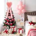 Soulchen Valentine Day Tree Topper 11.8 Inch Heart Tree Topper with Bow Rose Valentines Trees Ornaments Decorations for Valentine's Day Wedding Holiday Party Supplies(Pink)