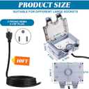 Kanayu Outdoor Outlet Box with 10ft Extension Cord, Dual 15 AMP 5-15 Receptacles Weatherproof Waterproof IP66 Outdoor Exterior Socket with Cover, 14 AWG/3C SJTW Cord