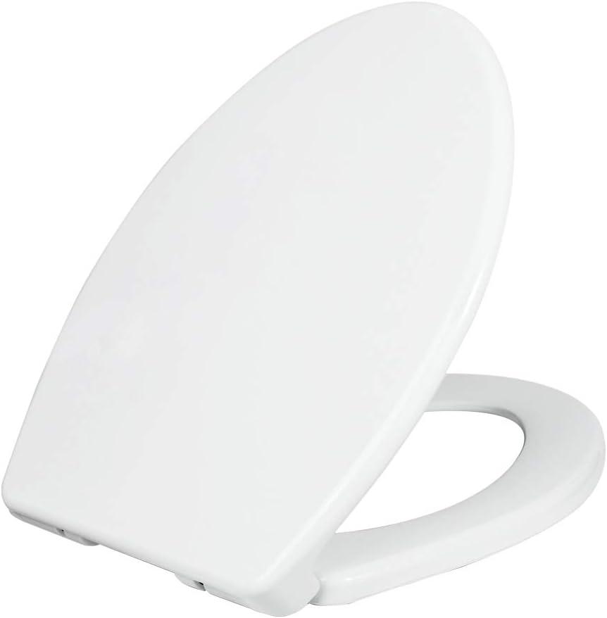 LUXE TS1008E Elongated Comfort Fit Toilet Seat with Slow Close, Quick Release Hinges, and Non-Slip Bumpers (White)