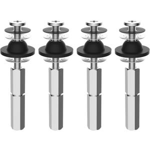 Hibbent 4 PCS Universal Toilet Seat Bolts Kit, Heavy Duty Stainless Steel Toilet Bolts with Extra Long Downlock Nuts Rubber Washers Gaskets, Easy to Install -Bathroom Toilet Repair Screw (Brushed Nickel)
