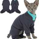 T'CHAQUE Sticky Hair Cat Onesie - Soft Long Sleeve Cat Pajamas, Anti-Shedding,Surgery Recovery Suit, Wound Protection & Preventing Licking, Kitten Sweaters for Male Female, DarkGray-2XL