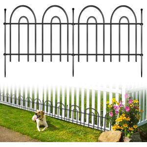25 Pack Animal Barrier Fence, 35.42ft(L) x 21in(H) No Dig Garden Fence Panels with Decorative Arch Design for Dogs Rabbits, Rustproof Metal Garden Fencing for Outdoor, Lawn, Patio