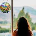 HOTIYOK Sunflower Stained Glass Window Hanging, Flowers for Kitchen Indoor Decorations, Gifts for Mom Women Grandma Teacher Nature Lovers