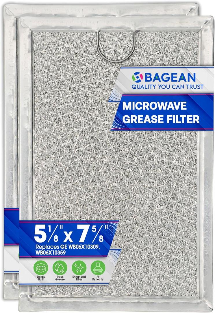 Microwave Filter Replacement 7.64 x 5.12 for GE WB06X10309 WB06X10359 Microwave Grease Filter - Also Fits LG Kenmore and More - Filters Kitchen Oven Air Entering Over the Range Vent Fan (2-Pack)
