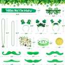 180Pcs St. Patrick's Day Accessories Party Favor Set, Tattoo Stickers, Necklaces, Bracelets, Shamrock Glasses, Headbands, Mustaches, Coins and Kiss Me I'm Irish Sash for Irish Party Supplies