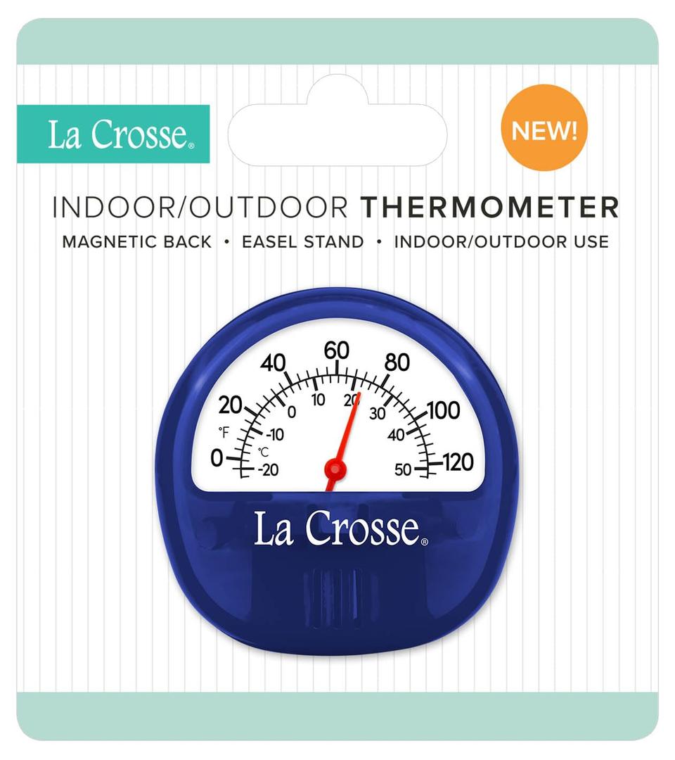 La Crosse 104-106BL Blue Analog Thermometer with Magnetic Back