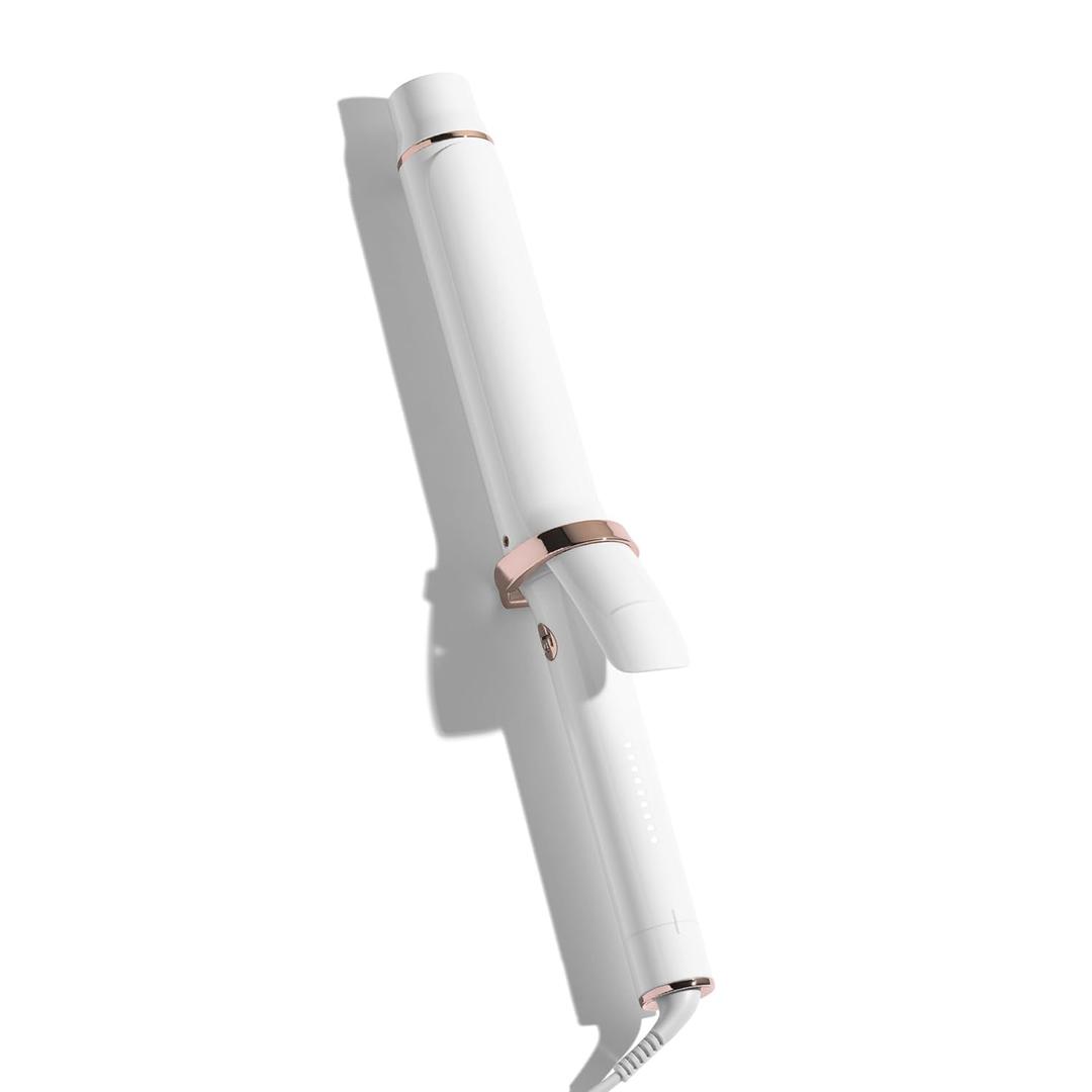 T3 SinglePass Curl X Extra-Long Barrel 1", 1.25", 1.5" Curling Iron with 9 Heat Settings and Ceramic Barrel for Fast Styling and Lasting Results on All Hair Types (White/Rose Gold)