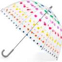 totes Kids Clear Bubble Umbrella with Dome Canopy, Lightweight Design, Wind and Rain Protection Umbrella, Dots, Kids - 38" Canopy