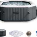 INTEX 28433EP PureSpa Bubble Deluxe Spa Set: Includes Energy Efficient Spa Cover 120 Bubble Jets Octagonal Design 4 Person Capacity 71" x 71" x 28"