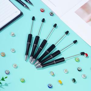 jiebor 7Pcs Beadable Pens Plastic Bead Black Ink Ballpoint DIY Cute Cool Pens for Journaling Women Men Students Teacher Bridal Graduation Gift Office School Supplies Black White