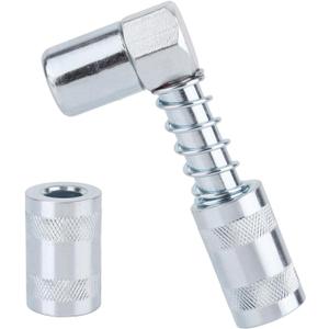 BOXOB 90 Degree Right Angle Grease Gun Coupler, Heavy-Duty Steel Grease Gun Tip Adapter Fitting for Tight Spaces Farm Truck Car & Industrial Equipment Lubrication Attachments Extension