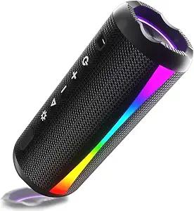 Portable Bluetooth Speaker, 2026 Bluetooth Wireless Speaker 5.4 with RGB Lights, 30H Playtime with Deep Bass, IP7 Waterproof, TWS Pairing, Portable Speaker for Travel/Party/Home/Gifts, Black