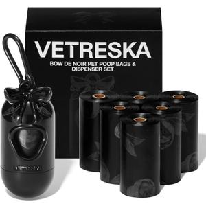 VETRESKA Dog Poop Bags with Dispenser, Leak Proof and Extra Thick Pet Waste Bags for Dog Walking and Cat Litter, Rose & Honey Scented, 105 Count