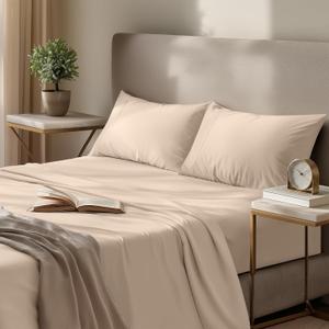 Utopia Bedding Queen Sheet Set - 4 Piece Cloud-Soft Microfiber Sheets - Airy & Comfortable for Restful Sleep - Includes 1 Fitted, 1 Flat & 2 Pillowcases (Beige)
