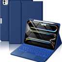 Hamile for iPad Pro 11-inch Case with Keyboard (M5/M4) - Magnetic Wireless Detachable Keyboard with Multi-Touch Trackpad 7 Colors Backlit Stain Proof Folio Cover for Pro 11 Inch 2025 2024 - Navy Blue
