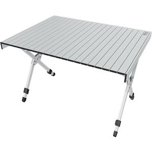 TIMBER RIDGE Folding Camping Table Adjustable Height, 4-6 Person Lightweight Aluminum Roll-up Table for Camping Outdoor Picnic BBQ Backyard Party Support 220 lbs, Silvery