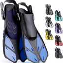 CAPAS Snorkel Fins, Swim Fins Travel Size Short Adjustable for Snorkeling Diving Adult Men Women Kids Open Heel Swimming Flippers (Black) S/M or 4 1/2  or 8 1/2