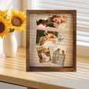Shadow Box Frame 11x14, Deep Shadow Box Display Case with Linen Back and Removable Shelves, Wooden Memory Box for Wedding Bouquet, Photos, Medals, Keepsakes (Brown)