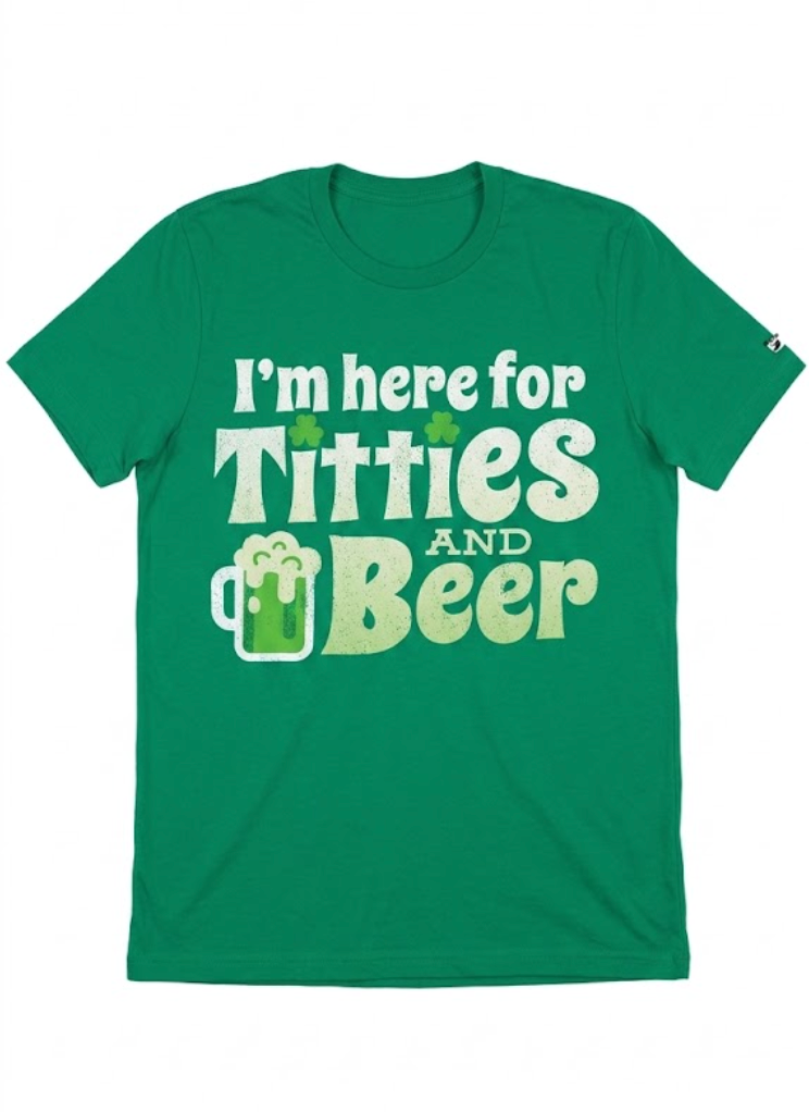 Titties and Beer Funny St Patricks Day 2020 T-Shirt, Size 3XL
