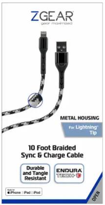 ZGear 10Ft Braided Sync & Charge Cable ZGear 10Ft Braided Sync & Charge Cable