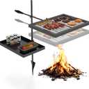 ABSCONDO Height-Adjustable Campfire Grill grate, Swivel Fire Pit Grilling Grate, Heavy Duty Portable Over Fire Cooking Grate with Handbag for Outdoor Camping Hiking Backpacking and Family Gatherings