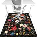 Office Chair Mat for Hardwood Floor & Tile Floor,36"x48"Heavy Duty Desk Chair Mat for Hard Floors, Under Desk Rug for Rolling Computer Chair,Anti Slip,Low Pile Carpet Floor-Black Multicolor Flower