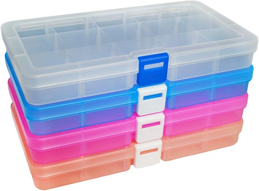 DUOFIRE Plastic Organizer Container Storage Box Adjustable Divider Removable Grid Compartment for Jewelry Beads Earring Container Tool Fishing Hook Small Accessories (15 grids, 4 Colors) DUOFIRE Plastic Organizer Container Storage Box Adjustable Divider Removable Grid Compartment for Jewelry Beads Earring Container Tool Fishing Hook Small Accessories (15 grids, 4 Colors)