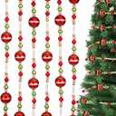 3 Pcs Long Christmas Acrylic Garland 30 ft Red Green Christmas Tree Beaded Garland Vintage Christmas Tree Garland Ornaments Xmas Gold and Silver Colorful Garland for Holiday Christmas Party Supplies
