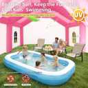 Large Inflatable Kids Playhouse Tent, Pink Big Kids Party Tent with Blower, 167" x 152" x 93"