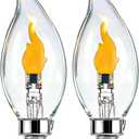 SHUWDKAR Flickering Light Bulbs E12 Base LED Fire Effect Flicker Flame, LED Flame Bulb for Decoration, 2 Pack