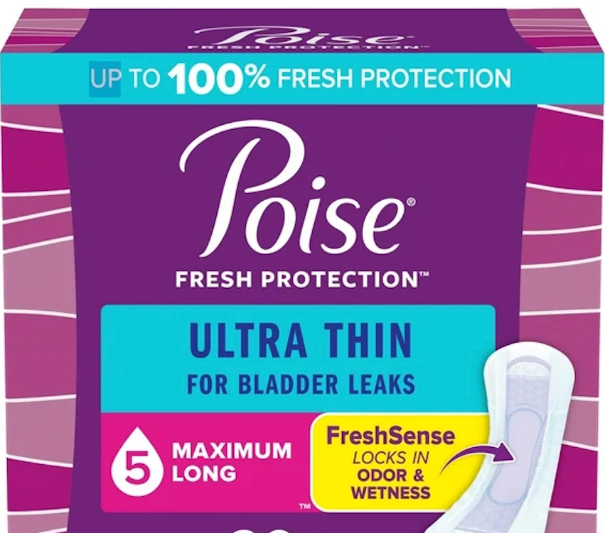 Poise Ultra Thin Incontinence Pads, 5 Drop Maximum Absorbency, Long Length,29 Count