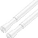 2Pack Tension Curtain Rod for Window 26 to 46 Inch Adjustable Spring Loaded Curtain Rods No Drilling Spring Tension Rods for Curtain Door Doorway Closet Kitchen Bathroom, White