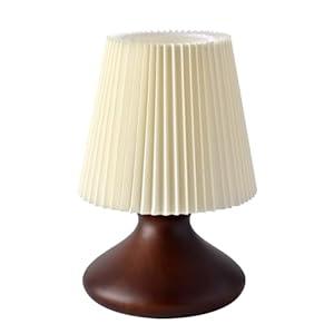TAKEGO Small Table Lamp with Wooden Base, Fabric Shade Mini Bedside Wood Lamp, Viantage Farmhouse Table Lamp, Mini Nightstand Light for Kitchen Counter, Bookshelf Lamp, Living Room, Dorm, Office
