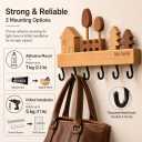 My Castle Wooden Key Holder Wall Mounted with 6 Hooks, Rustic Solid Wood Entryway Organizer, Cute House & Tree Design, Heavy Duty Wall Hooks for Keys, Bags, Hats