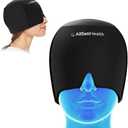 Migraine Relief Cap Ice Head Wrap and Hat | Hot/Cold Gel Pack with Face and Eye Mask Compress for Headache Relief - Black
