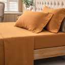 PURE ERA Jersey Knit 4pc Bed Sheet Set 100% T-Shirt Heather Cotton Super Soft Comfy Breathable Fits Mattress Up to 20" Extra Deep Pocket (Solid Burnt Orange, King)
