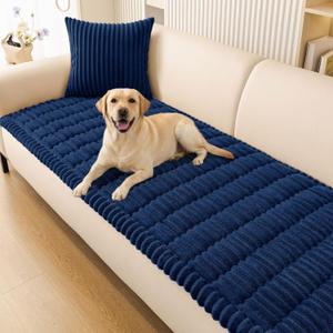 Smiry Couch Cover for Dogs Washable, Non Slip Fuzzy Pet Couch Covers for 3 Cushion Sofa Pet Friendly, Thick Soft Sofa Slipcovers Cushion Protector (Navy, 27.6" x 59")
