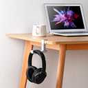 Foldable Headphone Stand Hanger Holder, Universal Headphone Clamp Hook, Under Desk, Save Space, Aluminum, Platinum Silver